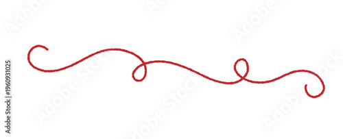 Red yarn with scribble line sketch. Simple hand drawn illustration isolated on white background