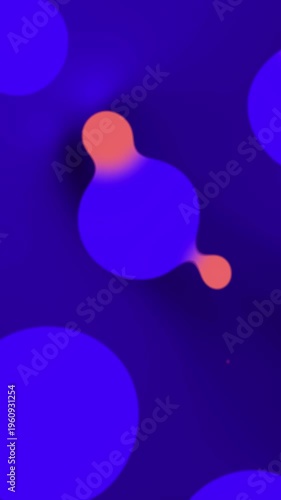 Multiple Animated Liquid Blob Shapes Floating on Dark Blue Gradient Background, Vertical 4K Loop