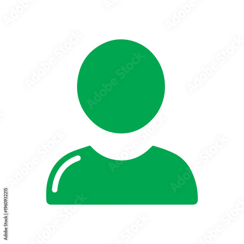 Solid green representation of a generic human figure icon stands alone as a symbol for membership or contact information.