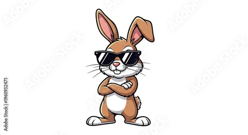 Cartoon rabbit wearing sunglasses