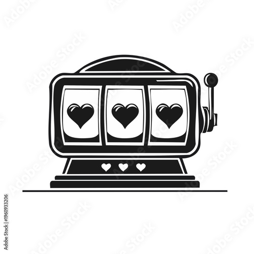 Retro Slot Machine With Three Hearts Symbolizing Jackpot