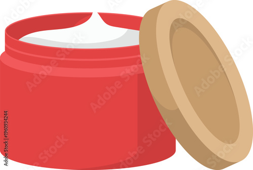 Cosmetic Cream Jar Flat Illustration. Clean Icon Design Element Isolated on White Background