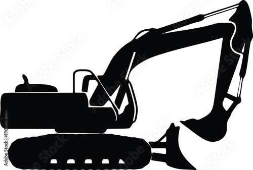 Excavator Construction Machine Silhouette Heavy Equipment Icon