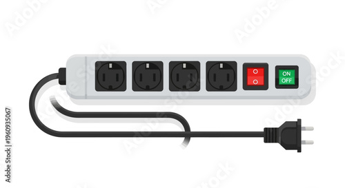 Power Strip with Multiple Outlets and Switches.