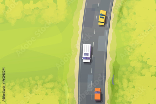 highway traffic view from top with cars