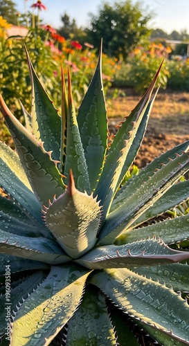 Agave Plant in Sunlight - A Detailed Botanical Study.