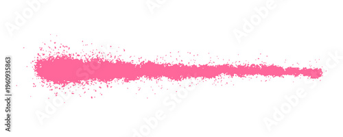 Single Pink Spray Paint Brush Stroke on White Background with Authentic Aerosol Drips and Urban Aesthetic.