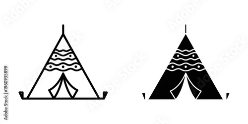 traditional teepee tents with campfire vector illustration flat design