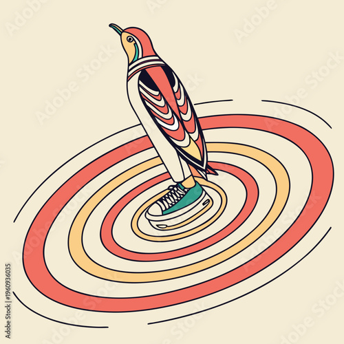 A bird standing on a sneaker