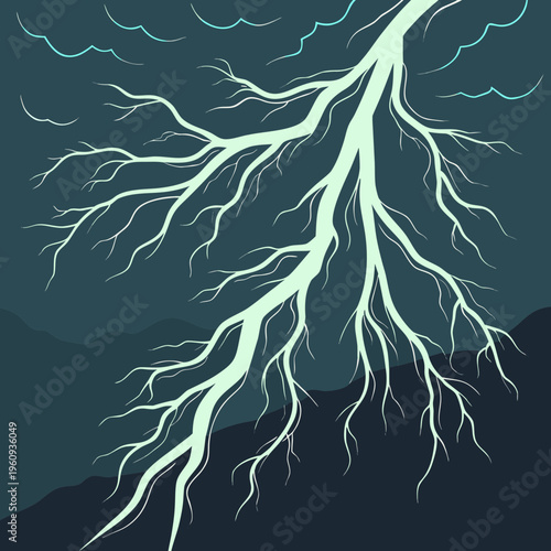 A light green lightning bolt with many branches