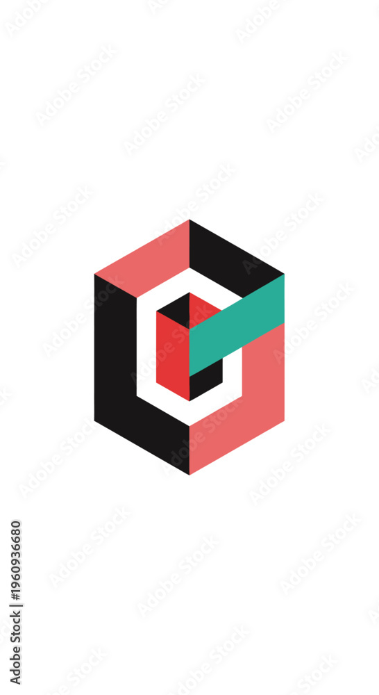Obraz premium Abstract Geometric Hexagon Logo Design with Minimalist Isometric Shapes