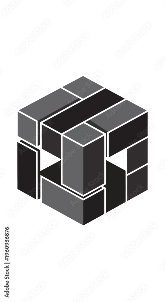 Obraz premium Abstract Geometric Cube Construction Logo Symbol