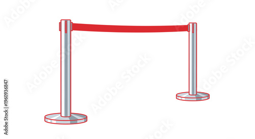 Red Stanchion Rope Barrier with Posts.