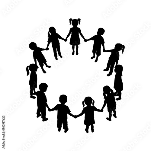 Children Holding Hands in Circle Formation.