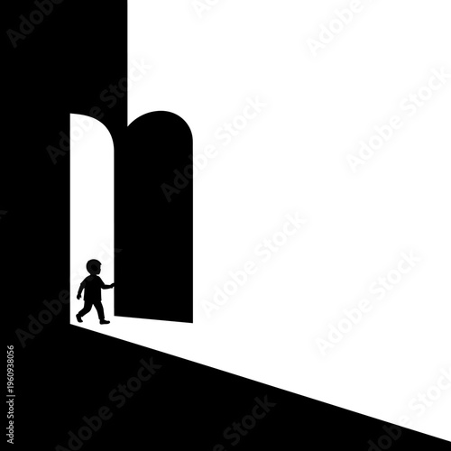 Person Walking Through Doorway Silhouette.