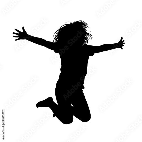Silhouette of a girl jumping.