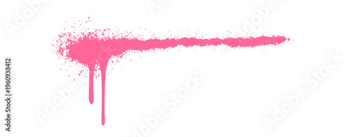 Pink Graffiti Spray Paint Brush Stroke with Long Vertical Drips and Raw Urban Street Art Texture.