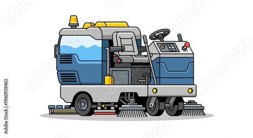 Blue Street Sweeper Vehicle Cleaning Machine.