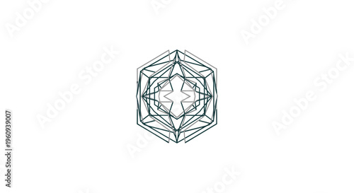 Abstract Geometric Hexagon Wireframe Structure