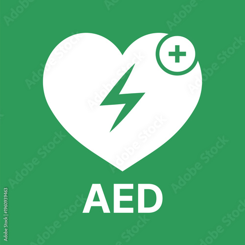 Automated External Defibrillator AED Heart Symbol Isolated on White Background Vector Illustration