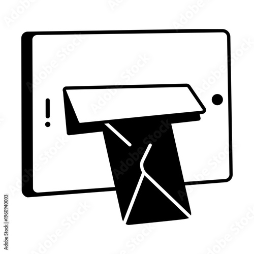 A drawing style icon representing mailing
