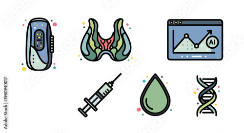 Medical technology and health care symbols.