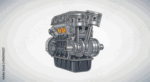 Detailed view of car engine.