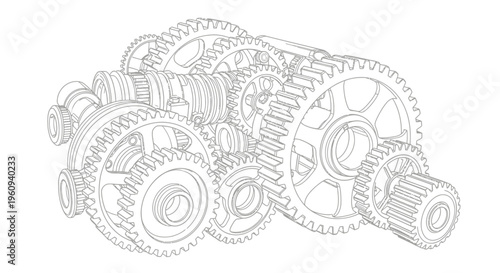 Mechanical Gears and Cogs Assembly Closeup.