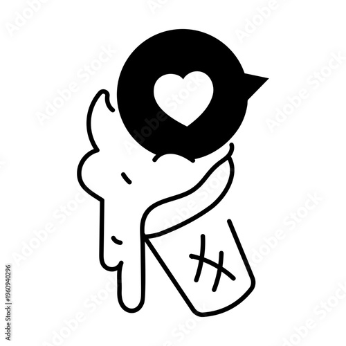 A drawing style icon representing open mail
