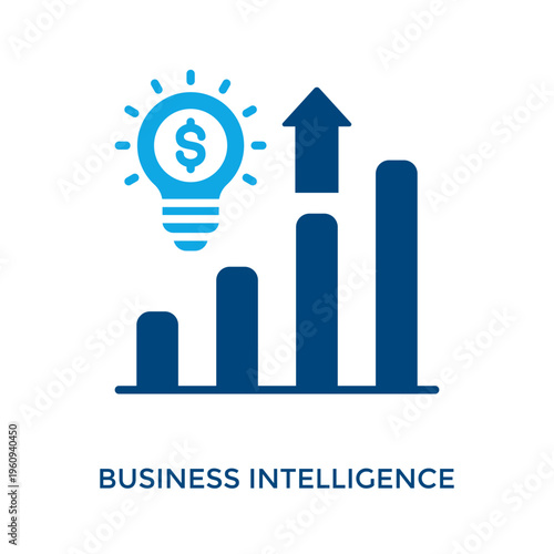 Business Intelligence Icon Dual Tone Style. Vector Illustration For Graphic Design