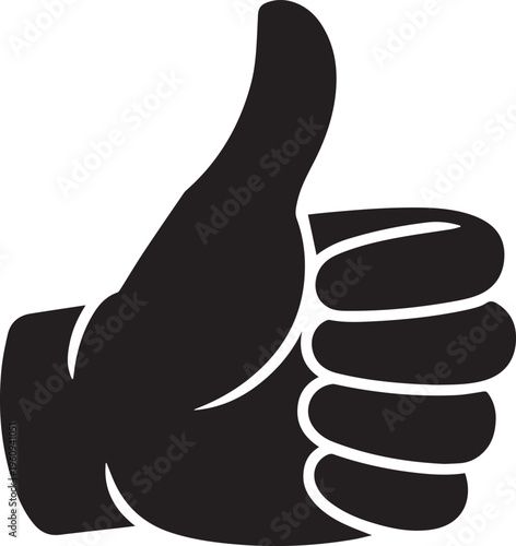 Isolated Silhouette Thumbs up icon no background