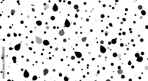 Abstract Monochrome Pattern with Scattered Raindrops and Polka Dots
