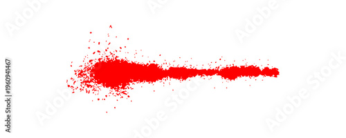 Abstract Red Graffiti Spray Paint Splatter with Intense Aerosol Drips and Raw Vandal Style on White Background.