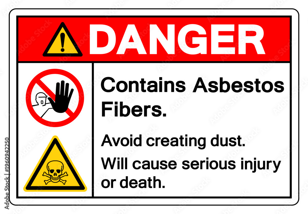 Fototapeta premium Danger Contains Asbestos Fibers Symbol Sign ,Vector Illustration, Isolate On White Background Label.EPS10