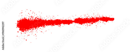 Distorted Red Graffiti Spray Paint Brush Line with Heavy Aerosol Drips and Urban Vandal Aesthetic.