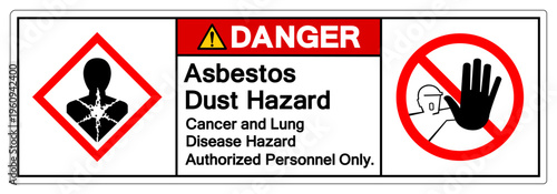 Danger Asbestos Dust Hazard Symbol Sign ,Vector Illustration, Isolate On White Background Label.EPS10