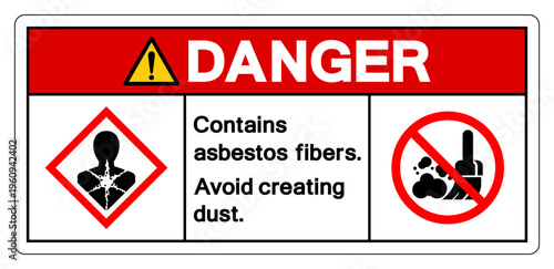 Danger Contains Asbestos Fibers Symbol Sign ,Vector Illustration, Isolate On White Background Label.EPS10