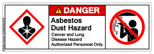 Danger Asbestos Dust Hazard Symbol Sign ,Vector Illustration, Isolate On White Background Label.EPS10