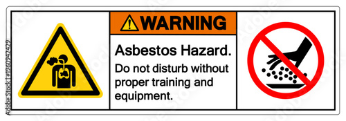 Warning Asbestos Hazard Symbol Sign ,Vector Illustration, Isolate On White Background Label.EPS10