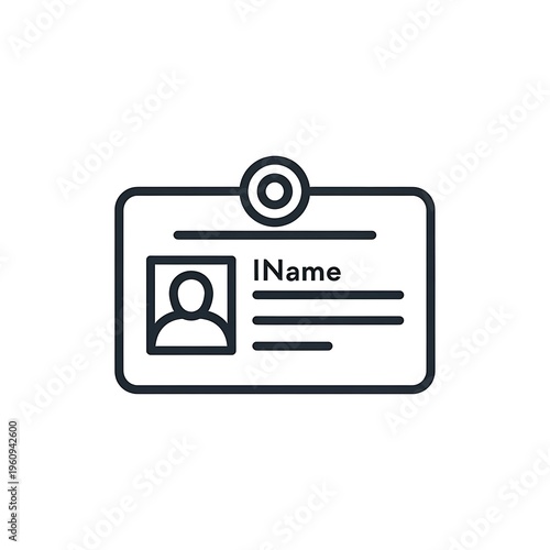 Identification Card Icon - Employee Badge with Name and Photo.