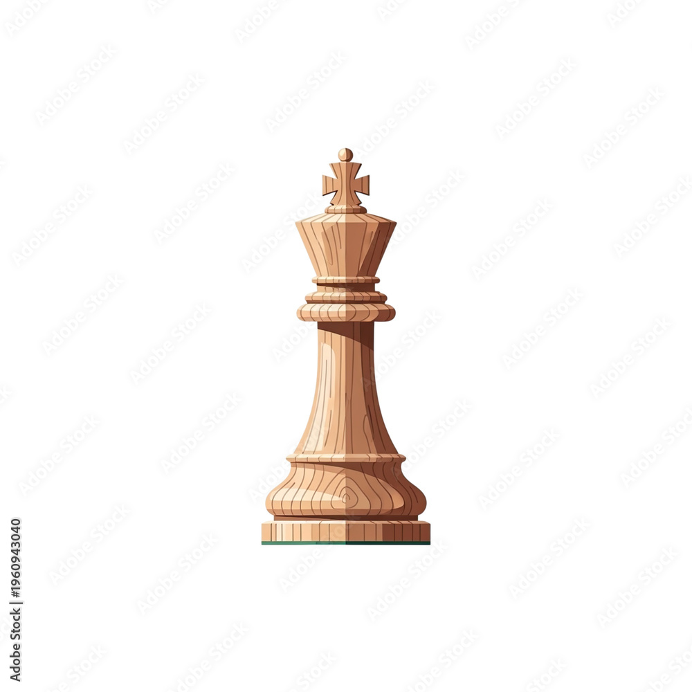 Fototapeta premium A wooden chess queen piece on transparent background