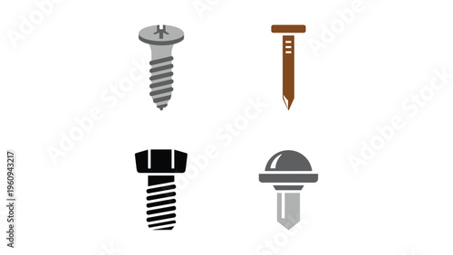 Four common types of fasteners used in woodworking and construction projects