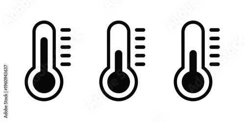 Temperature Gauge Icons Set Thermometer Levels Heat Cold Indicator Vector Design