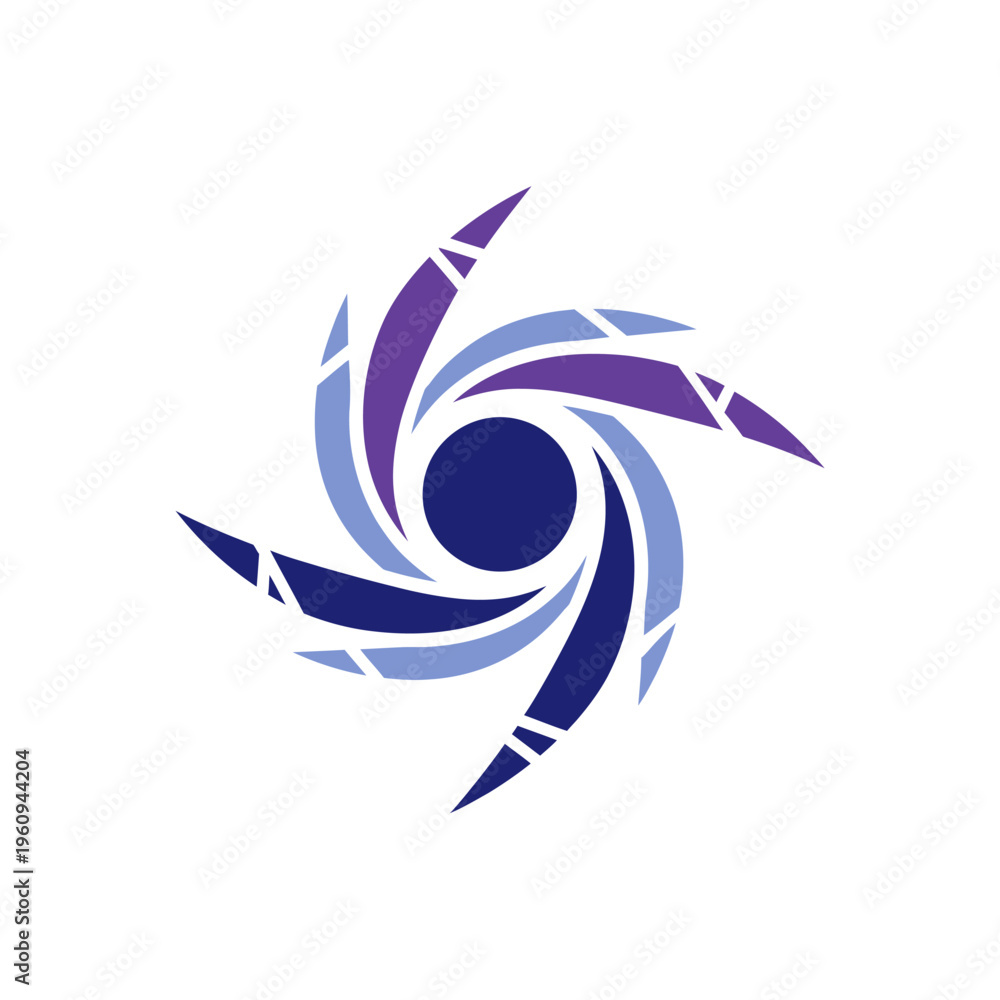 Fototapeta premium Abstract Spiral Vortex Logo Design with Purple and Blue Geometric Shapes