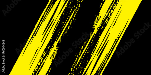 yellow black brush wrap car sticker pattern abstract banner sporty lines black yellow color combination grunge brush pattern racing motorsport design, vector illustration.