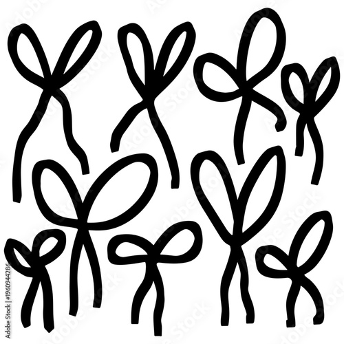 Vector illustration. Seamless pattern with many bows and knots.	
