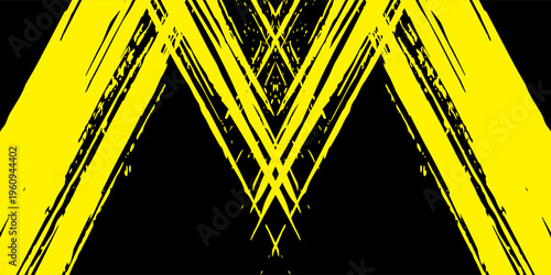 yellow black brush wrap car sticker pattern abstract banner sporty lines black yellow color combination grunge brush pattern racing motorsport design, vector illustration.