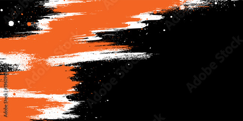 orange black brush Car sticker wrap pattern banner abstract sporty lines black orange color combination grunge brush pattern motorsport vector design.