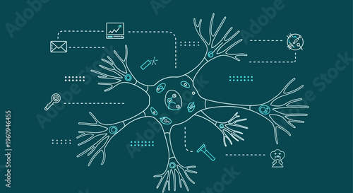 Neuron Cell Structure Biology Illustration.