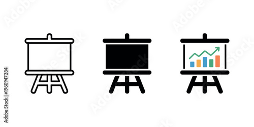 Three easel boards with different display contents presentation whiteboard blackboard